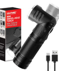 Rechargeable LED Flashlight With 500 Lumens Magnetic Base Waterproof Build Three Modes High Low Strobe Compact Handheld Light
