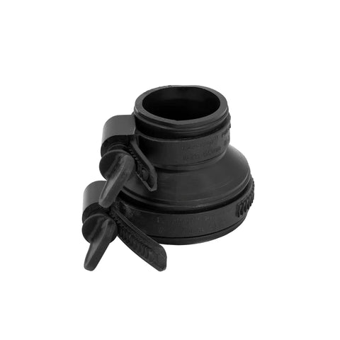 Tubular To 2 Inch Drain Pipe Flexible Adapter Coupling With EZYCLAMP Tool Free Bands, black PVC coupler