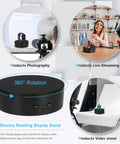 Bosgladek Motorized Rotating Display Stand, Spinning Turntable for Jewelry Watches Models and Cakes in use for live streaming and photography.