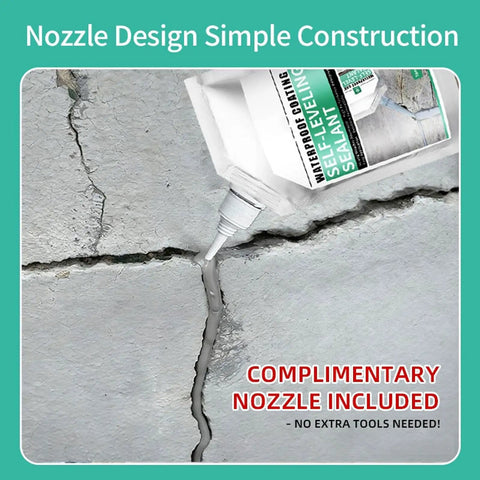 Tough As Nails Waterproof Self Leveling Sealant For Deep Crack Repair dispensing into a crack in concrete, showcasing nozzle design.