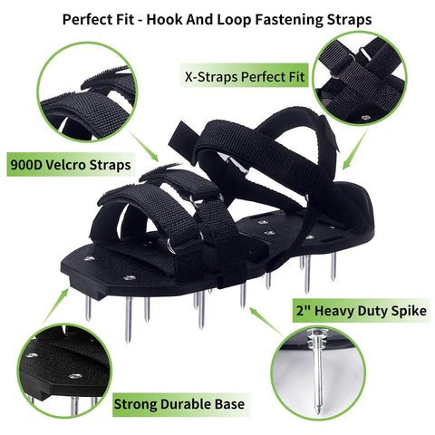 Heavy Duty Lawn Aerator Shoes With Stainless Steel Shovel Included Adjustable Fit For Men And Women Lawn Aeration Boots