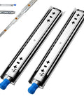 Heavy Duty Drawer Slides With Lock 16 Inch Full Extension Metal Glides 3 Fold Ball Bearing Runners, blue handle detail