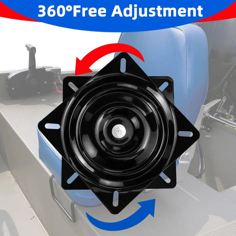 Clamp On Boat Seat Pedestal Mount With 360 Degree Swivel for Jon boats, kayaks, fishing boats showing swivel mechanism close-up.