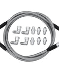 6AN 52 Inch Transmission Cooler Hose Line Kit With Dope Stainless Steel Braided PTFE Lines for GM Chevy Ford GMC Buick Cadillac