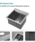 Prep Ready 15 Inch Workstation Sink Drop In Or Undermount 15x15 Inch Single Bowl 18 Gauge Stainless Steel with T304 material