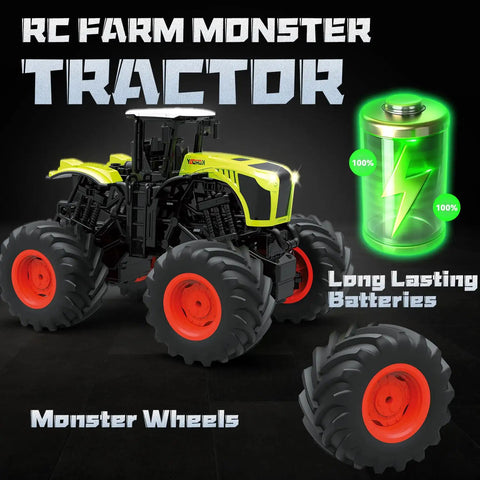 Big Monster Truck Tractor RC Toy For Kids 1 To 16 Scale With Lights And Sounds 2.4 GHz Remote Control Car with monster wheels