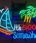 Five O Clock Somewhere Neon Sign Real Glass Handmade Bar Wall Decor For Home Pub Man Cave Party Nightlife Glow Lights