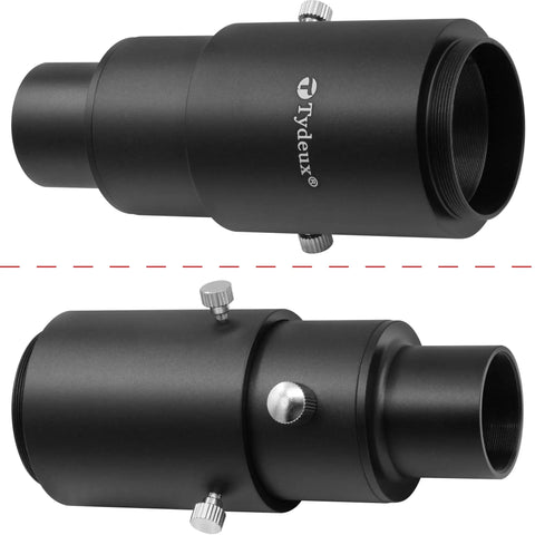 1.25 Inch Extendable Camera Adapter For Prime Focus Or Eyepiece Projection Astrophotography, shown disassembled with dual design