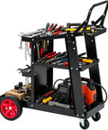 Heavy Duty 3 Tier Welding Cart With 400 Lb Load Capacity Rolling Metal Utility Cart With Raised Handle And 360 Degree Swivel Wheels
