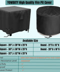Square 30 Inch Propane Fire Pit Cover Tough As Nails Waterproof 600D Fits 28 To 30 Inch Gas Fire Pit Table All Weather