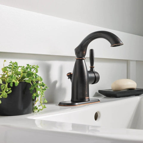 Mediterranean Bronze Rustic Farmhouse Bathroom Faucet With One Handle For Single Hole Install And Optional Deck Plate Easy Temperature And Water Control