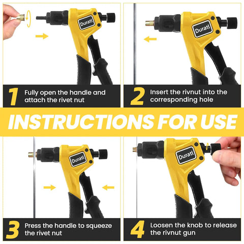 Rivet Nut Tool Kit For Tight Spaces 8 Inch Right Angle Hand Rivnut Tool With 96 Rivnuts And 8 Mandrels usage instructions