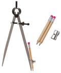 Precision Locking Woodworking Compass Draws Arcs From Two To Sixteen Inches With Quick Adjust Wingnut Includes Building Pencils And Sharpener.