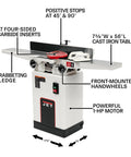 Six Inch Long Bed Jointer Featuring Helical Cutterhead And 27 Carbide Inserts Gives Dead Nuts Precision And Glassy Smooth Results Paired With Versatile Dual Voltage Hookup For That Sweet Shop Upgrade You Want with cast iron table and adjustable features.