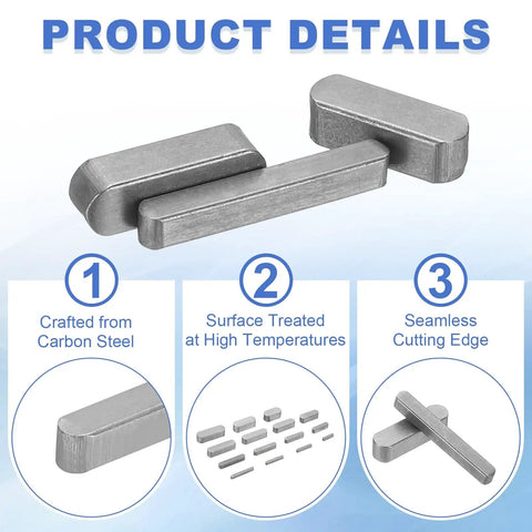 Round Ended Feather Key Set 30x8x7 Mm Carbon Steel 5 Pcs for Parallel Drive Shafts and Fasteners in Mechanical Industry