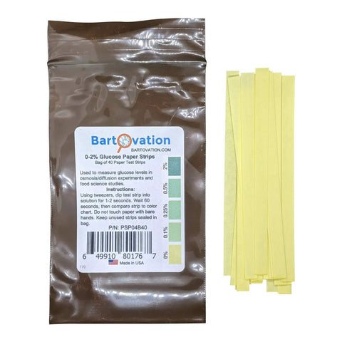Glucose Test Paper Strips 0 To 2 Percent Pack Of 40 UV Resistant And Cuttable, shown with color chart and packaging