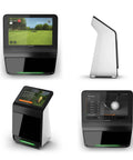 Pro Grade Golf Launch Monitor And Simulator With 3 Camera Precision shown in multiple angles, featuring 10” touchscreen display.