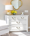 White dresser with 4-Piece Antique Bronze Drop Bail Drawer Pulls With Screws, 3.93 Inch Center To Center Swing Handles for cabinets decor