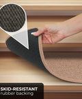 Showing skid-resistant rubber backing on No Slip Carpet Stair Treads Set Of 15 Pebble Beige 8 Inches By 30 Inches for safe steps.