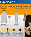 Dimensions of Brass Rotary Tool Collet Set With 1mm 1.6mm 2.4mm 3.2mm Sizes 2 Pack For Precise Fit And Quick Accessory Hold