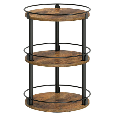 3 Tier Lazy Susan Spice Rack Rotating Turntable Organizer For Cabinet, Countertop And Pantry Spins Smooth Like A Boss With A 360 Degree Spin Rustic Brown And Black Finish SR23BR 10.2 X 10.2 X 18 Inches