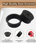 4 Pack Desk Grommet Kit With 2 Inch Hole Includes Hole Saw Drill Attachment And 6 Cable Ties, Black ABS Covers Display