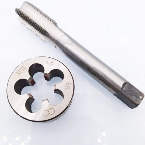 Pro Grade High Speed Steel M16 X 1.5mm Tap And Die Set, Metric Right Hand Threads, 100mm Tap Length, Die Outer Diameter 38mm, Die Height 14mm, Includes One Tap And One Die For Precise Thread Cutting