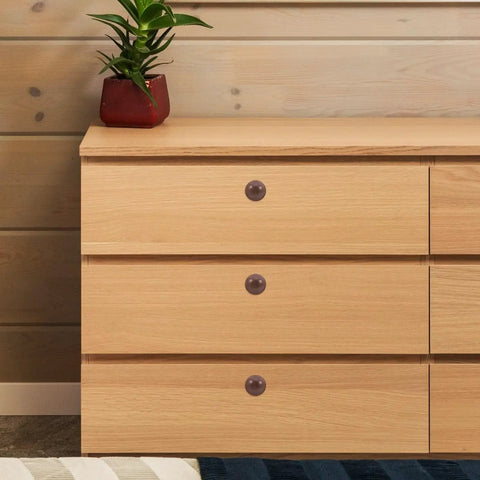 Wooden dresser with Walnut Brass Cabinet Knobs And Vintage Drawer Pulls For Furniture Hardware With Single Hole Mount
