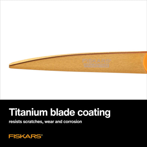 Close-up of titanium-coated blade tip from Titanium Coated Workhorse Shop Shears For All Purpose Yard And Garden Cutting.