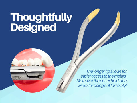 Orthodontic Distal End Wire Cutter With Large Handle, Tungsten Carbide Inserts And Safety Lock, Great For Thick Wires 0.014"-0.019"x0.025"