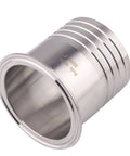 Front view of a 3-inch SUS304 stainless steel tri-clamp to hose barb adapter