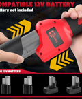 Workhorse Heavy Duty Pruning Shears Attachment For Milwaukee 12V Batteries With LCD Display And SK7 Blade 1.2 Inch Cutting Diameter Garden Tree Pruning Gear Compatible With Milwaukee Models 48 11 2411 48 11 2412 48 11 2425 48 11 2440 Battery Not Included, shown with compatibility graphic