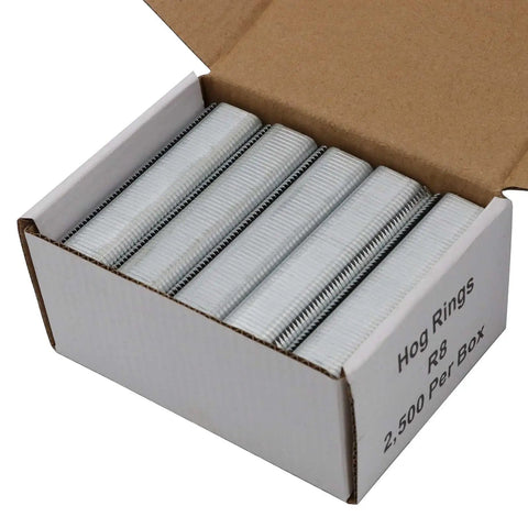 Box of 2500 hog rings for Spring Loaded Hog Ring Pliers Kit With 2500 Hog Rings For Fencing Chicken And Rabbit Cages Pet Enclosures Bag Seals And Car Interior Repairs Quick Install Pro Grade Heavy Duty Stainless Steel Tool Set