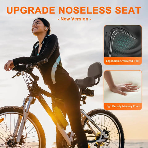 Oversized Noseless Bike Seat With Backrest 13 By 9 Inch Ultra Wide Saddle For Ebikes Tricycles And Stationary Bike Cushions Extra Thick Foam For Hip Support Noseless Design For All Day Comfort, black ergonomic seat on bike