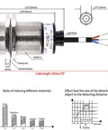 Inductive M30 Proximity Sensor Switch PR30-10DP Cylindrical 10mm Sensing Distance DC 12-24V Shielded 3-Wire PNP Normally Open Heavy-Duty Plug And Play Industrial Grade Sensor with M30x1.5 thread and 200cm cable