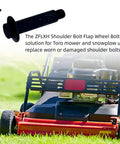 Shoulder Bolt Set Of 2 For Toro Lawn Mowers And Snow Throwers 3/8-16 X 3-5/8 Inch Replacement Bolt displayed with mower