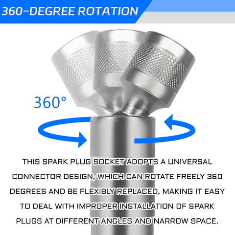 14mm And 16mm Thin Wall Magnetic Swivel Spark Plug Socket Set, Three Eighths Drive, 12 Point, Universal Joint, 360 Degree Rotating, Hella Easy In Tight Engine Bays, Works With BMW Nissan And More. 360° swivel socket