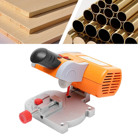 Compact Miter Saw With Adjustable Angle For Quick Wood Plastic Stone And Nonferrous Metal Cuts Portable 110V 90W Electric Cut Off Tool With C Clamp Desktop Design