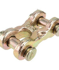 No Sweat Rigging 4 Pack 3/8 Double Clevis, Zinc Plated G70 Chain Repair Links close-up showing heavy duty steel construction.