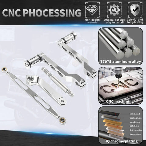 4 Piece Heel Toe Gear Shifter Lever Kit For Harley Touring 1984 2016 Street Glide Electra Glide Road King Ultra Limited Chrome Shifter Lever Shaft And Shift Rod Lever showcasing CNC processing and materials.