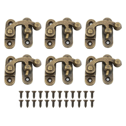 Antique Bronze Arm Clasp Latch With Right Swing Closure, Zinc Alloy Hook Hasp, 32x28mm Lock For Jewelry Boxes with screws