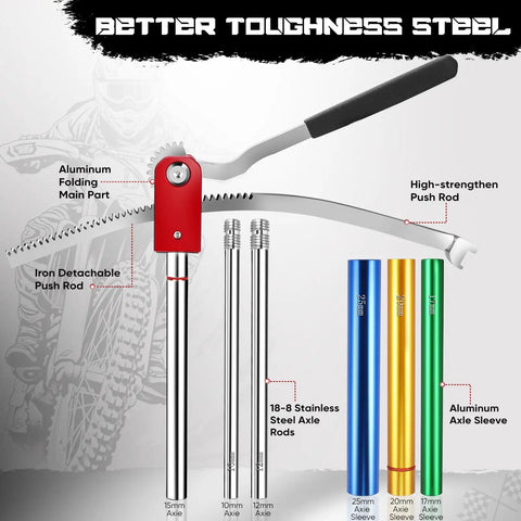 All In One Dirt Bike Tire Changing Tool Kit For Motocross And Enduro, 16 To 21 Inch Wheels, detailed parts layout