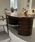 Top Shelf Black Walnut Desk With Authentic Mortise And Tenon Joints Versatile Chinese Style Home Office Workstation in modern setup.