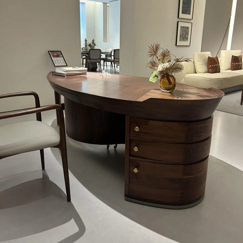 Top Shelf Black Walnut Desk With Authentic Mortise And Tenon Joints Versatile Chinese Style Home Office Workstation in modern setup.