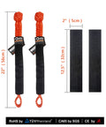 2 Pack Synthetic Soft Shackle Half Inch By 22 Inch With 55000 Lb Breaking Strength Orange Rope Shackle Set For Off Road Recovery Including 4 Sleeves For SUV ATV Truck Jeep, showing dimensions and sleeves.