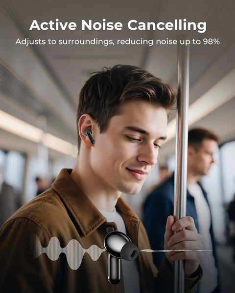 Wireless Earbuds With Active Noise Cancellation And Smart Touch Charging Case, Bluetooth 6.0 Earbuds With AI Clear Calls, 40 Hours Playtime For Sports And Workouts, Stereo Sound Headphones For iPhone And Android