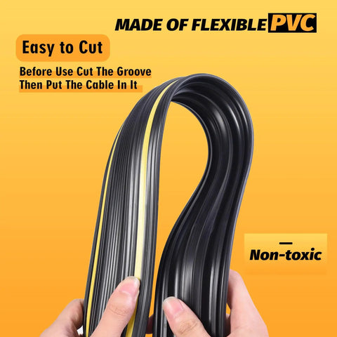 6Ft Floor Cord Protector With 5 Channel Design Soft PVC Cable Cover shown flexible and non-toxic