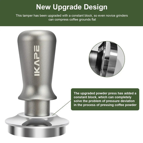 53mm Espresso Tamper Pro Grade Barista Coffee Tamper With Calibrated Spring Loaded And 100 Percent Flat Stainless Steel Base, Fits Breville 54mm Portafilter Basket, showing new design features.
