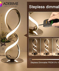 LED Spiral Bedside Lamp With Stepless Dimming 12W 3000K Warm White Modern Nightstand Desk Light For Bedroom And Living Room