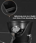 Heavy Duty Commercial Coffee Knock Box Featuring Hella Solid 6 Point 8 Liter ABS Grounds Disposal Bin angle showing quiet rubber arm and filter.